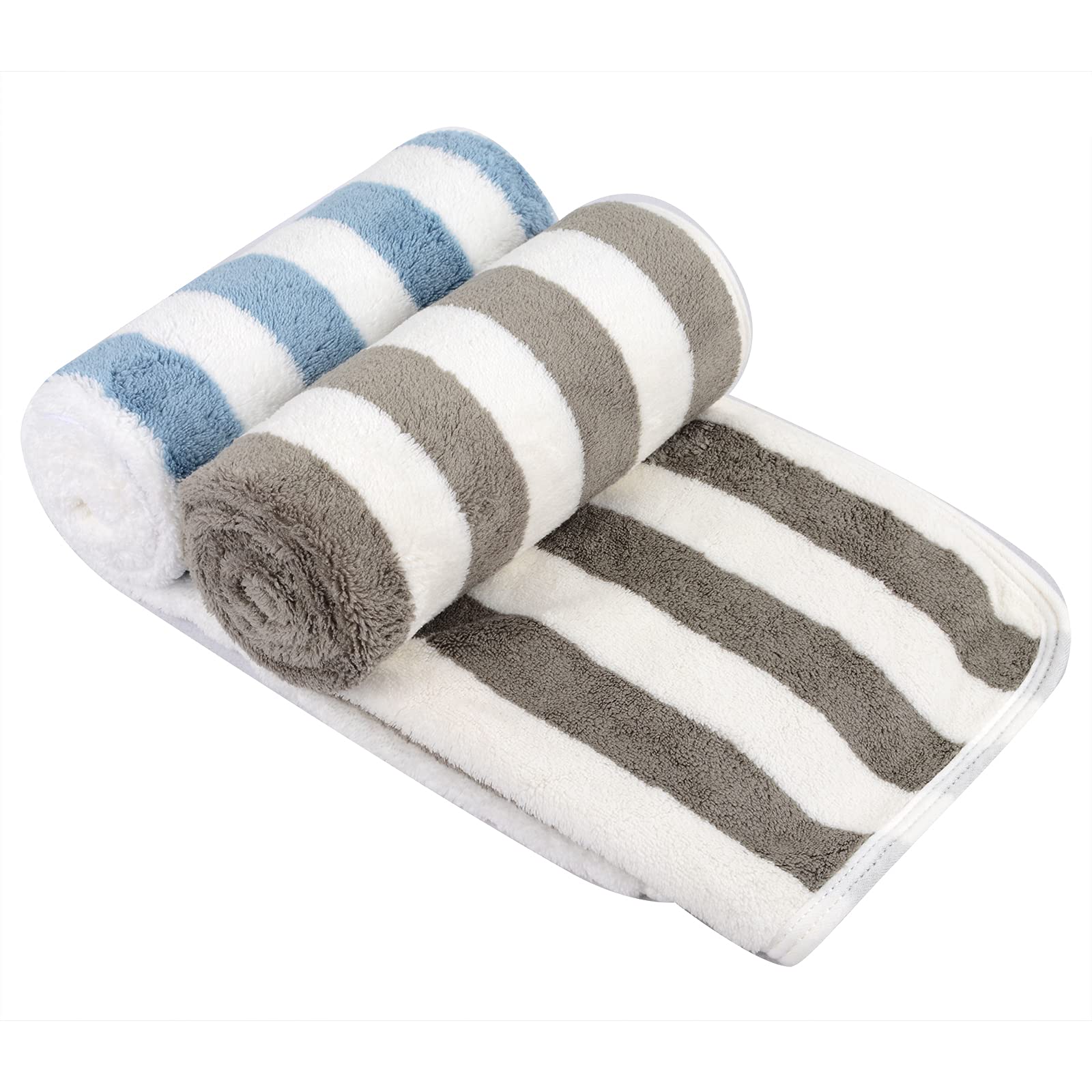 VIVOTE Microfibre Hand Towels for Bathroom, Super Soft & Fluffy Hand Towels, Super Water Absorbent & Quick Dry Towels, 100% Microfibre, 40x76cm 2 Pcs blue+grey