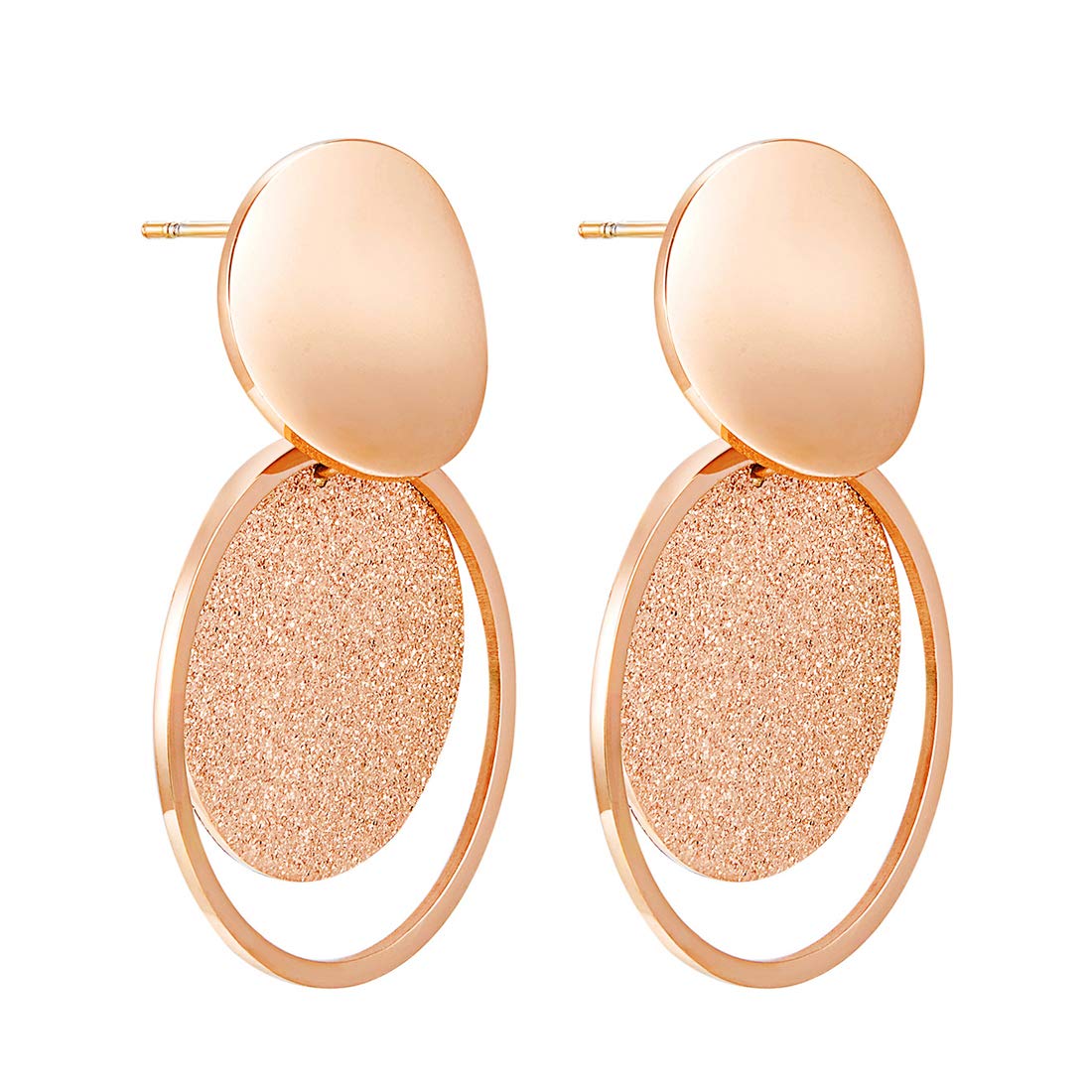 Caimeytie women's stainless steel round earrings geometric Girl's Gift valentines present