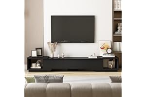 AIEGLE Deformable TV Console with 3 Drawers, Modern Extendable TV Stand in Stretch of 65"-106" Wide, Wood Media Gaming Entertainment Center, Black
