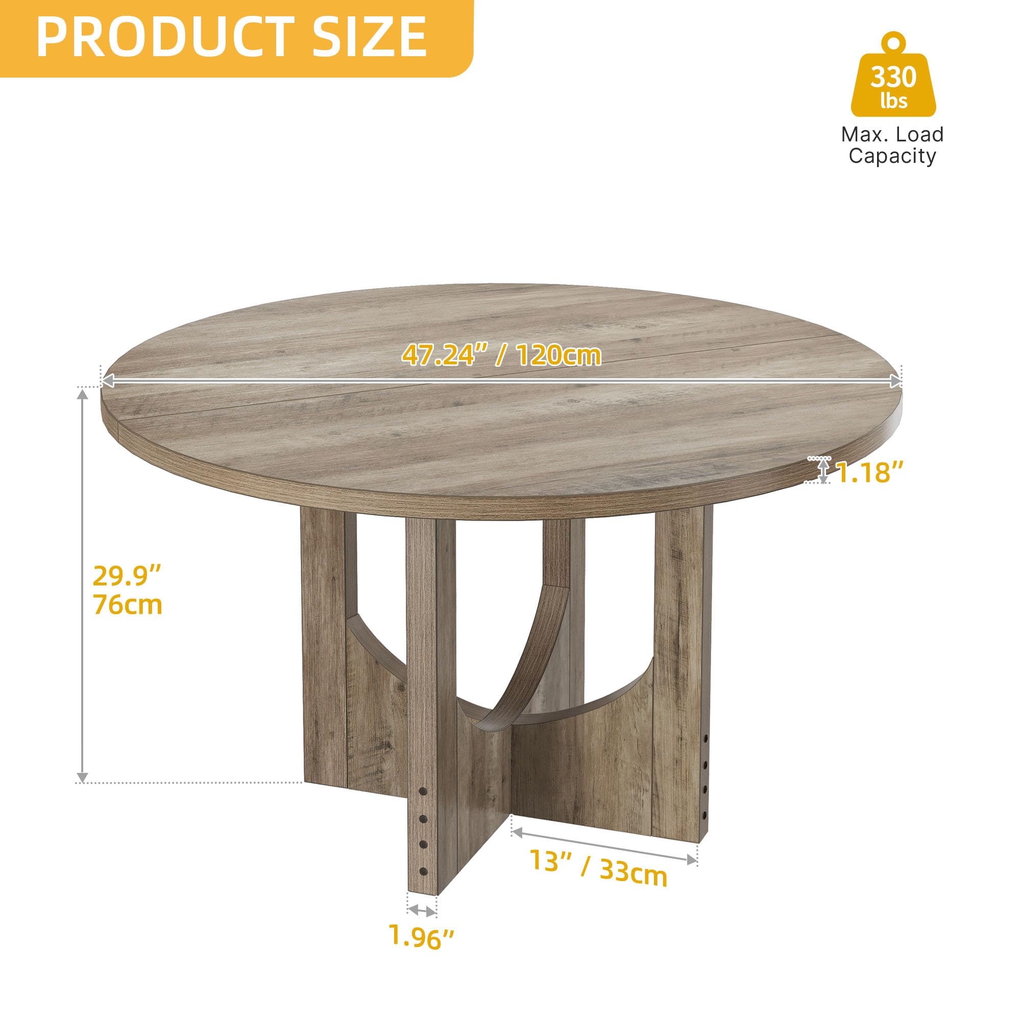 DWVO Round Dining Table For 46 People 47.24" Large Circle Dining Room