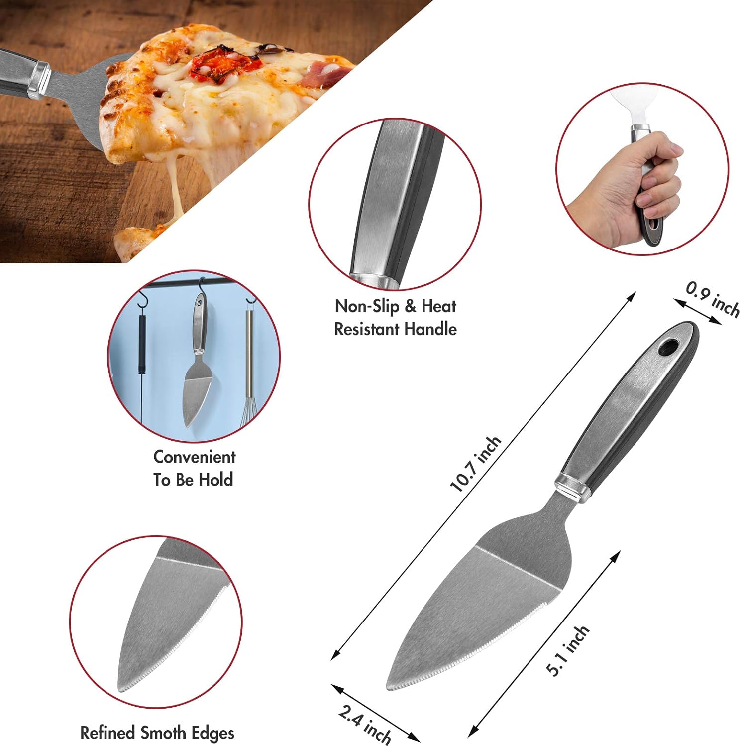 Pizza Pans with Holes 12 inch & Pizza Wheel Cutter Pizza Server Set, Stainless Steel Pizza Peel with Folding Handle, Nonstick Bakeware Pizza Crisper Pan Pizza Tray Slicer Oil Brush Oven Dishware Safe: Kitchen & Dining