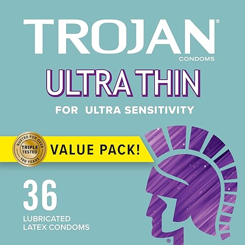 TROJAN Ultra Thin Condoms for Sensitivity, Lubricated TROJAN Condoms for Men, 36 Count Value Pack