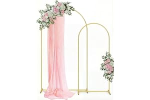 TUJURICH Arch Backdrop Stand, 7.2FT & 6FT Two-Piece Metal Arch Backdrop Set, Sturdy Balloon Garland Stand for Wedding, Party, Photo Booth, Ceremony, Birthday, Graduation Decorations