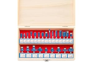 HILTEX 10108 Tungsten Carbide Router Bit Set, Woodworking Tools and Accessories, 1/4-Inch Shank, 24-Piece Set