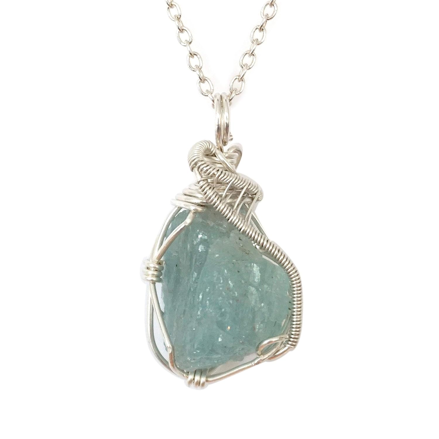 Raw Genuine Aquamarine Necklace Blue Aquamarine Crystal
