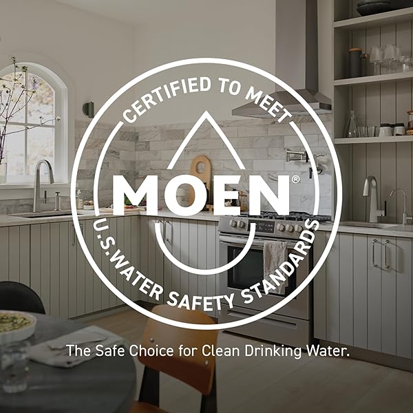 MOEN CHATEAU CHROME ONE-HANDLE LOW ARC KITCHEN FAUCET FOR 3-HOLE SINKS, 7425