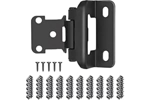 DONANIM 1/2" Partial Overlay Cabinet Hinges,(25 Pairs -50 Pack) Matte Black Partial Wrap Hinge Self Closing Door Hinge for Kitchen Cabinets