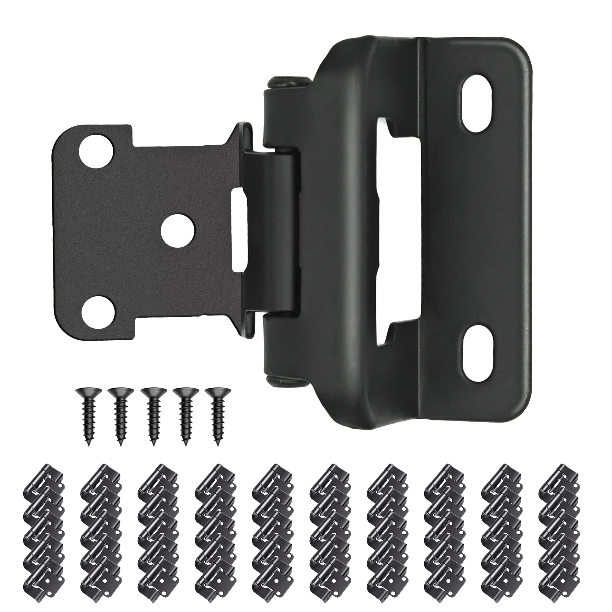 Photo 1 of 1/2" Partial Overlay Cabinet Hinges,(25 Pairs -50 Pack) Matte Black Partial Wrap Hinge Self Closing Door Hinge for Kitchen Cabinets