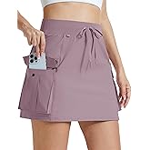 MAGCOMSEN Women's Hiking Cargo Skort High Waisted Tennis Golf Skirt 4 Pockets Summer Casual Athletic Skirt with Liner