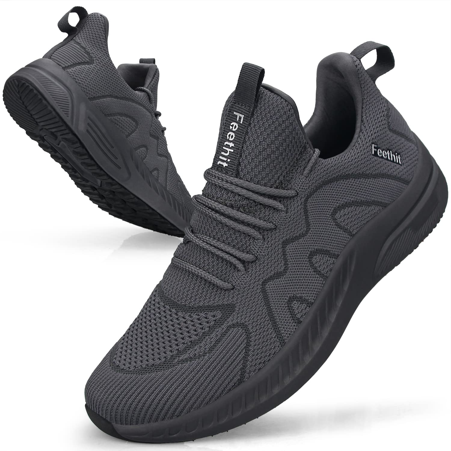 Feethit Trainers, Men's Sports Shoes, Running Shoes, Tennis, Fitness, Jogging, Walking Shoes, Lightweight, Breathable, Slip-On Leisure and Road-Running Shoes