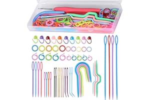 UzecPk 62PCS Yarn Needles Set, Knitting Accessories Kit, Big Eye Blunt Needles Kit with Bent Tapestry Needle Plastic Knitting Sewing Weaving Needle Stitch Markers for Crochet Sewing