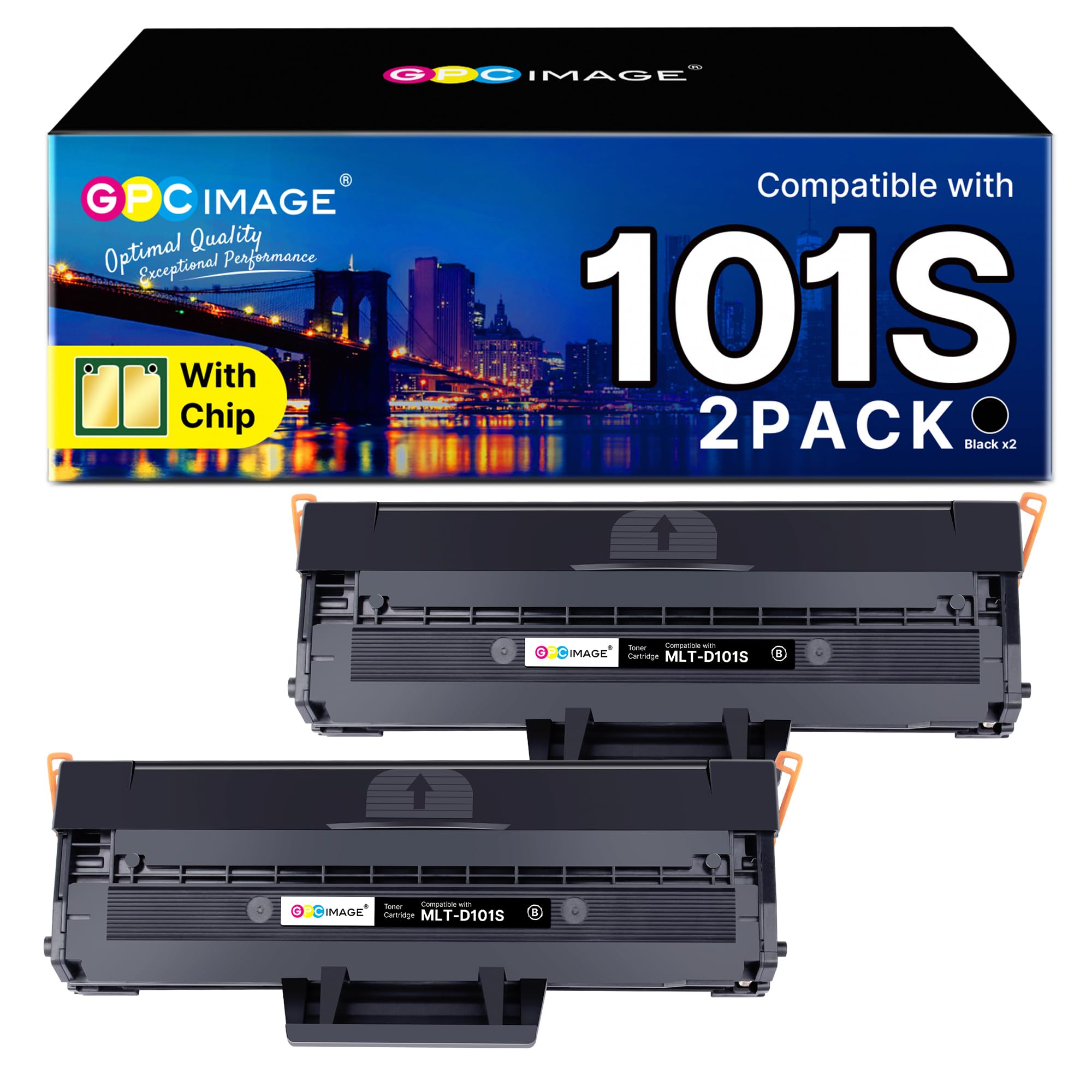 GPC Image MLT-D101S Black Toner Cartridge Compatible for Samsung MLT D101S MLT-D101S Toner for Samsung ML-2160 ML-2165 ML-2165W SCX-3405W SCX-3405 ML-2168 ML-2162 SF-760P SCX-3400 (Black, 2-Pack)