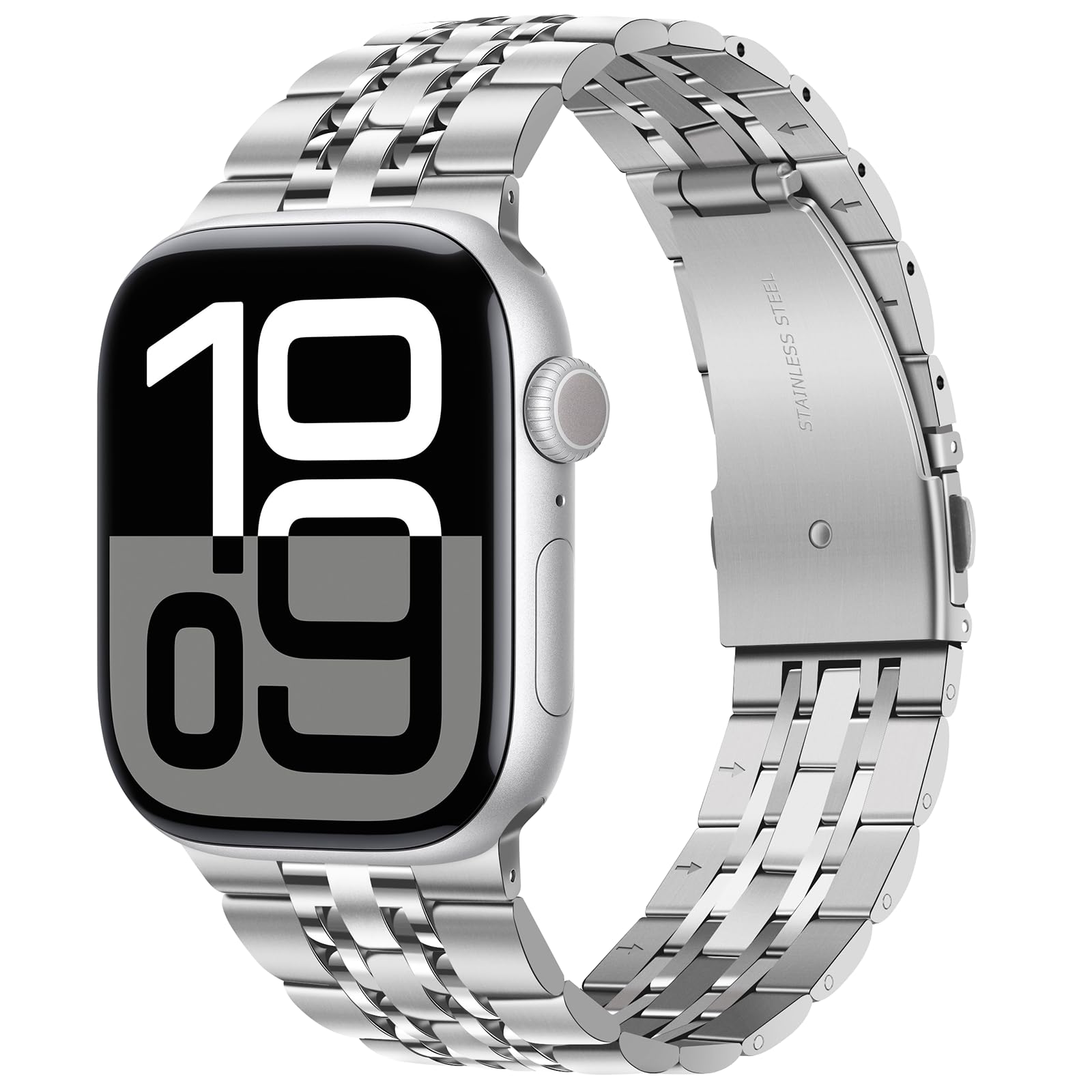 Tasikar Strap Compatible with Apple Watch Strap 42mm(Series 11/10) 41mm 40mm 38mm Men Women band Solid Stainless Steel Metal Bracelet per iWatch SE Series 11 10 9 8 7 6 5 4 3 2 1, Silver — image 1