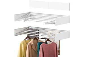 CARTILAGE 40" Laundry Drying Rack Collapsible, Invisible Wall Mounted Clothes Rack, Retractable Drying Rack for Indoor/Outdoo