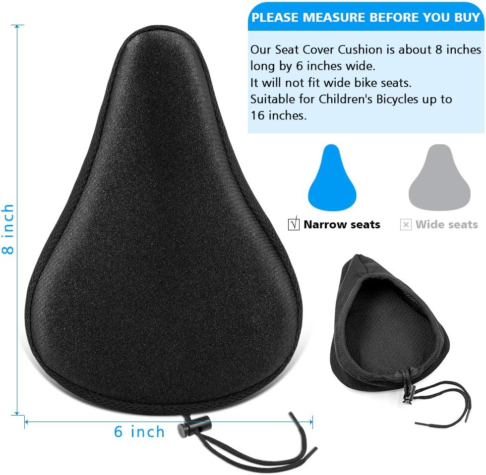 Hoobbii Bike Accessories for Kids, Contain Child Bike Gel Seat Cushion、Kids Bike Bell and Kids Bike Streamers，Suitable for Children's Bicycles seat up to 8.5x6.5 inches(Black) : Sports & Outdoors