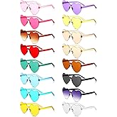 Macarrie 24 Pairs Valentine Heart Shape Rimless Sunglasses for Women Transparent Love Fun Sunglasses Party