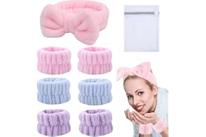 Cozy Manor Spa Wrist Washband Set 6 Pieces Absorbent Wrist Towels for Washing Face and Facial Makeup Headband with Laundry Ba