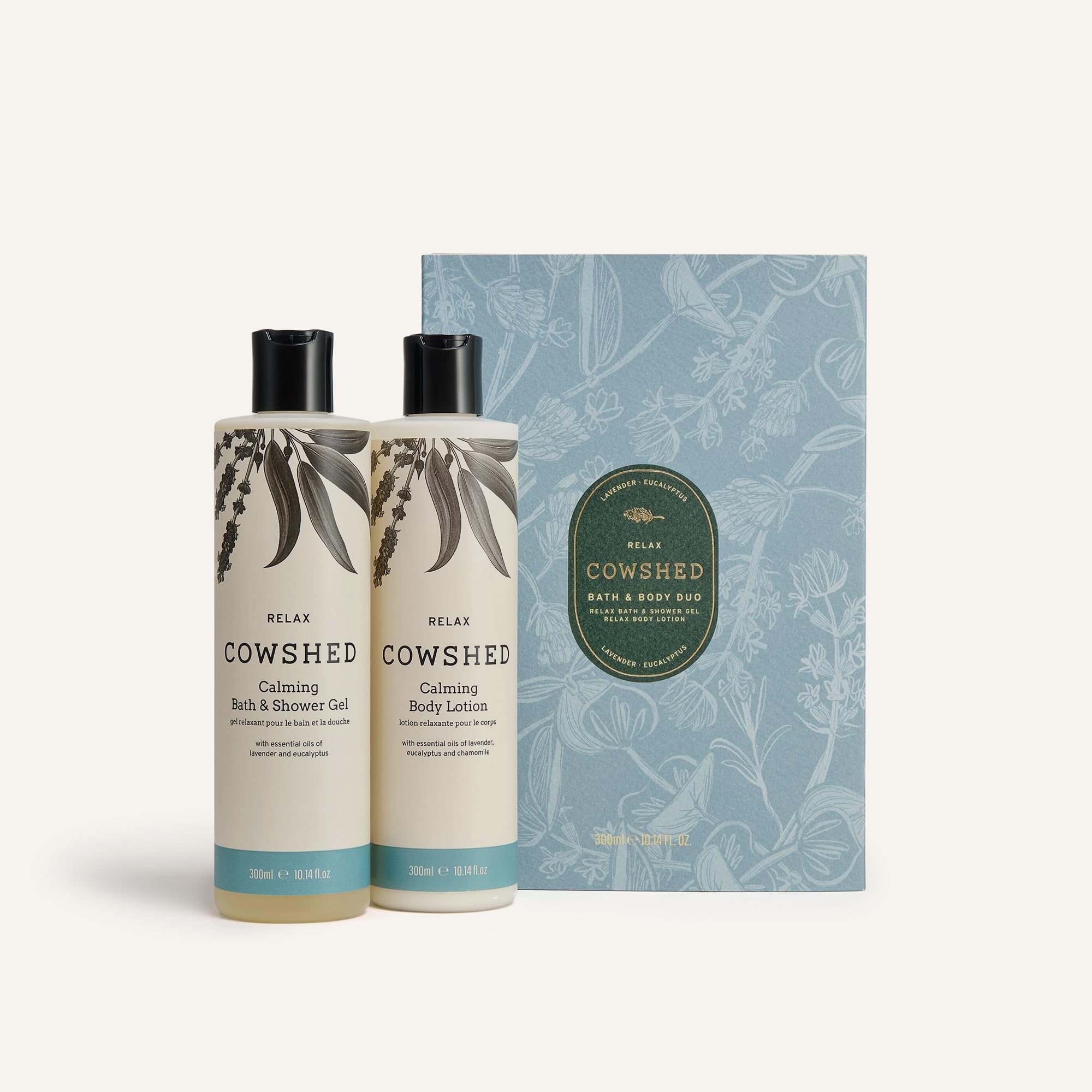 Cowshed Limited Edition Relax Bath & Body Duo - 2 x 300ml - Cruelty-Free Body Wash Skin Care Set | Paraben-Free Body Luxury Bath Sets - Lavender Bath Lotion - Relaxing Bathing Gifts for Women