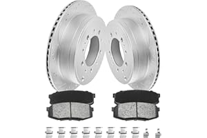 ANPULSERO FIWRILUVX Anpulsero Rear Brake Pads And Rotors Kit Compatible with 2007&2009-2021 Toyota Tundra, 2008-2022 Toyota Sequoia 13.6In(345mm) - Anti-Rust Geomet Coated Low Dust Noise-Free for D1304-8420 & 31483