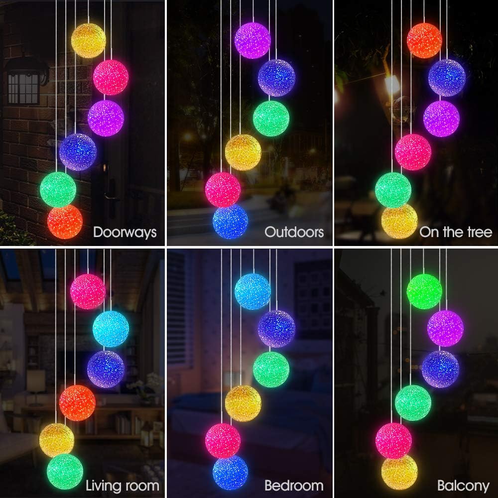 AceList Color Changing Solar Power Wind Chime Crystal Ball Wind Chime Wind Mobile Portable Waterproof Outdoor Windchime Light for Patio Yard Garden Home : Garden & Outdoor