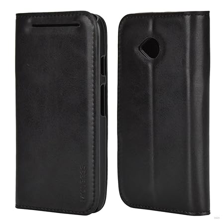 Mulbess (Slim Style) Premium Handy Schutzhülle Ledertasche im Kartenfach für Motorola Moto E 2nd 2. Gen Tasche Hülle Leder Et
