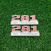 Pair Set 281 4.6 Liter High Performance Engine Emblems 3D Badge Decals Stickers Nameplate Cars Trucks (Red Silver Black)