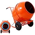 SPOWAY 8.0 Cu. Ft Electric Cement Mixer, 550W 3/4 HP Portable Concrete Mixer with Wheels and Stand, Heavy Concrete Mud Mixer Tools, Adjustable Tilt for Mortar Stucco Seeds and Fodder, Orange