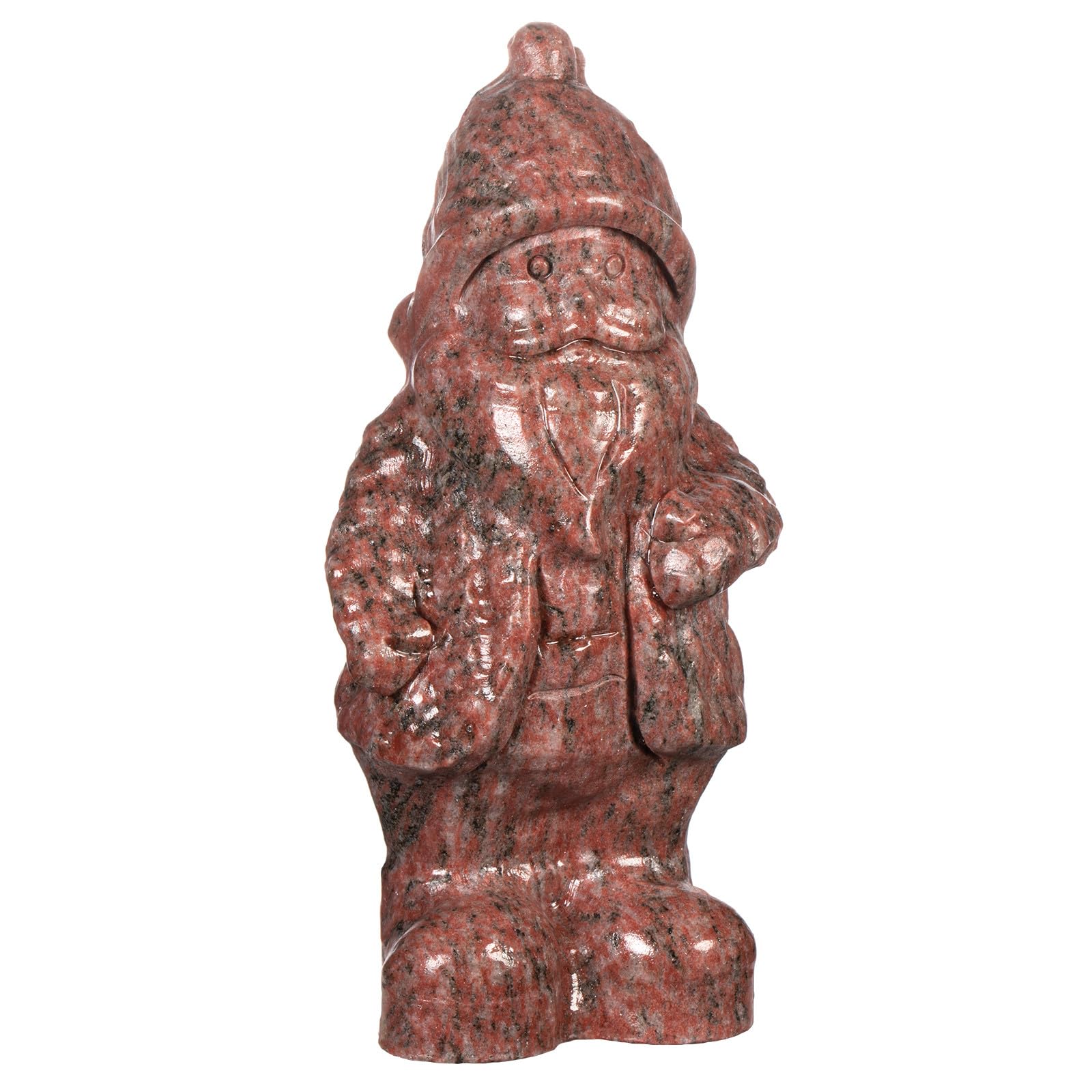 Nupuyai 5" Sesame Red Jasper Carved Crystal Stone Santa Claus Statue, Natural Stone Figurine Standing Christmas Figure Ornament for Home Office Decor