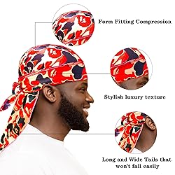 YARWAYER Silk Durag for Men with Long Tail Designer