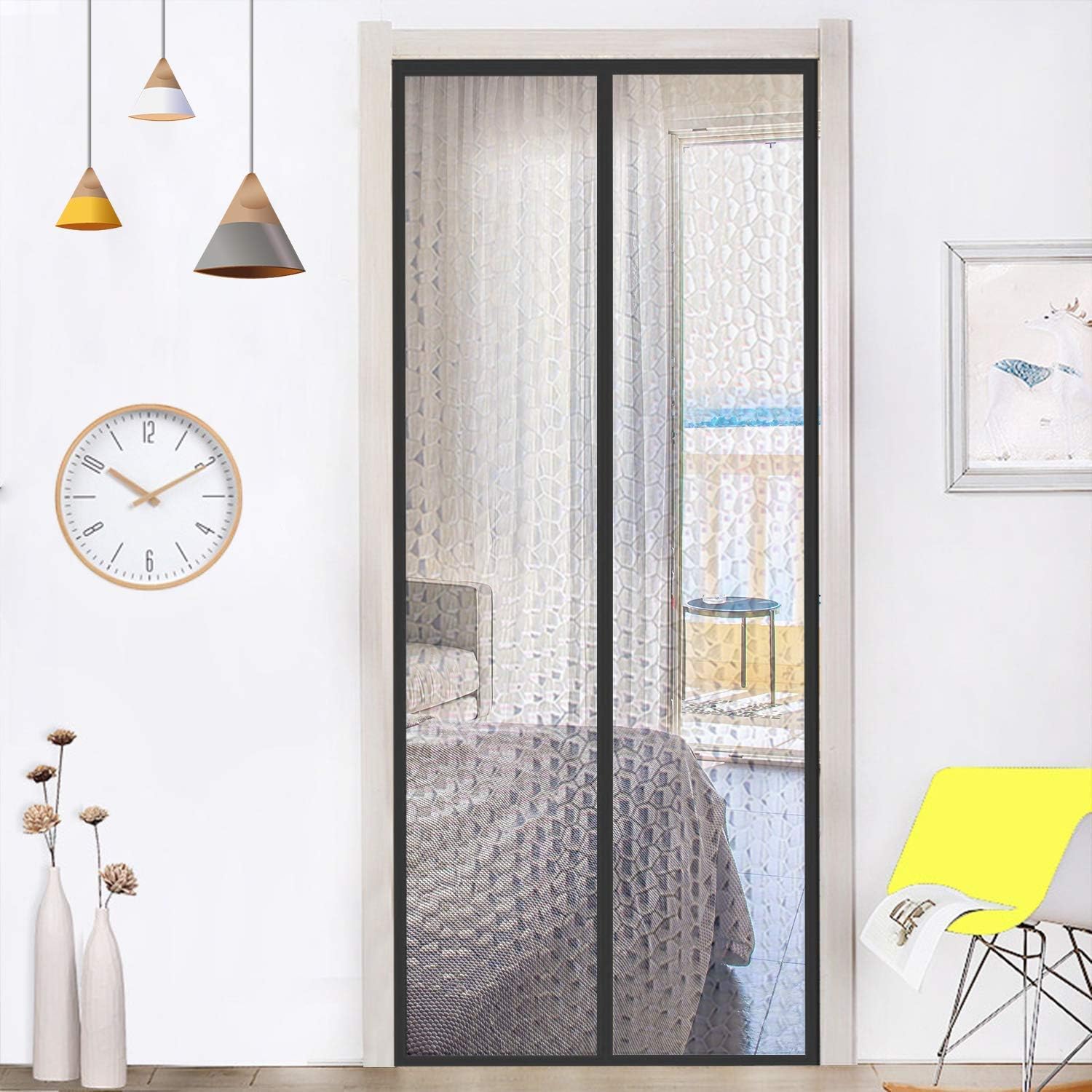 Magnetic Thermal Insulated Door Curtain Magnet Patio Door Cover Auto Closer to Keep Warm in Winter Cool in Summer for Air Conditioner Heater Room Home Kitchen (90 x 210cm) - Image 4