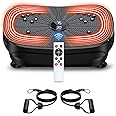 Vibration Plate Exercise Machine, PBYRD Portable Full Body Vibration Platform for Lymphatic Drainage, 9 Preset Auto Mode, Fitness Board for Weight Loss Shaping, with Resistance Bands, 99 Levels