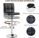 Panana Height Adjustable Cuban Bar Stool Set of 2 Black PU Leather 360° Swivel view 4