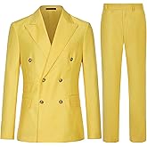 Men's Slim Fit 2 Piece Suit Double Breasted Business Wedding Prom Tuxedo Suits Blazer & Pants Set…