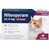 Nitenpyram Tablets for Cats, Cat Flea Tablets 11.4 mg (2&ndash;25 lbs), 12 Doses | Fast-Acting Tablets Start in 30 Minutes