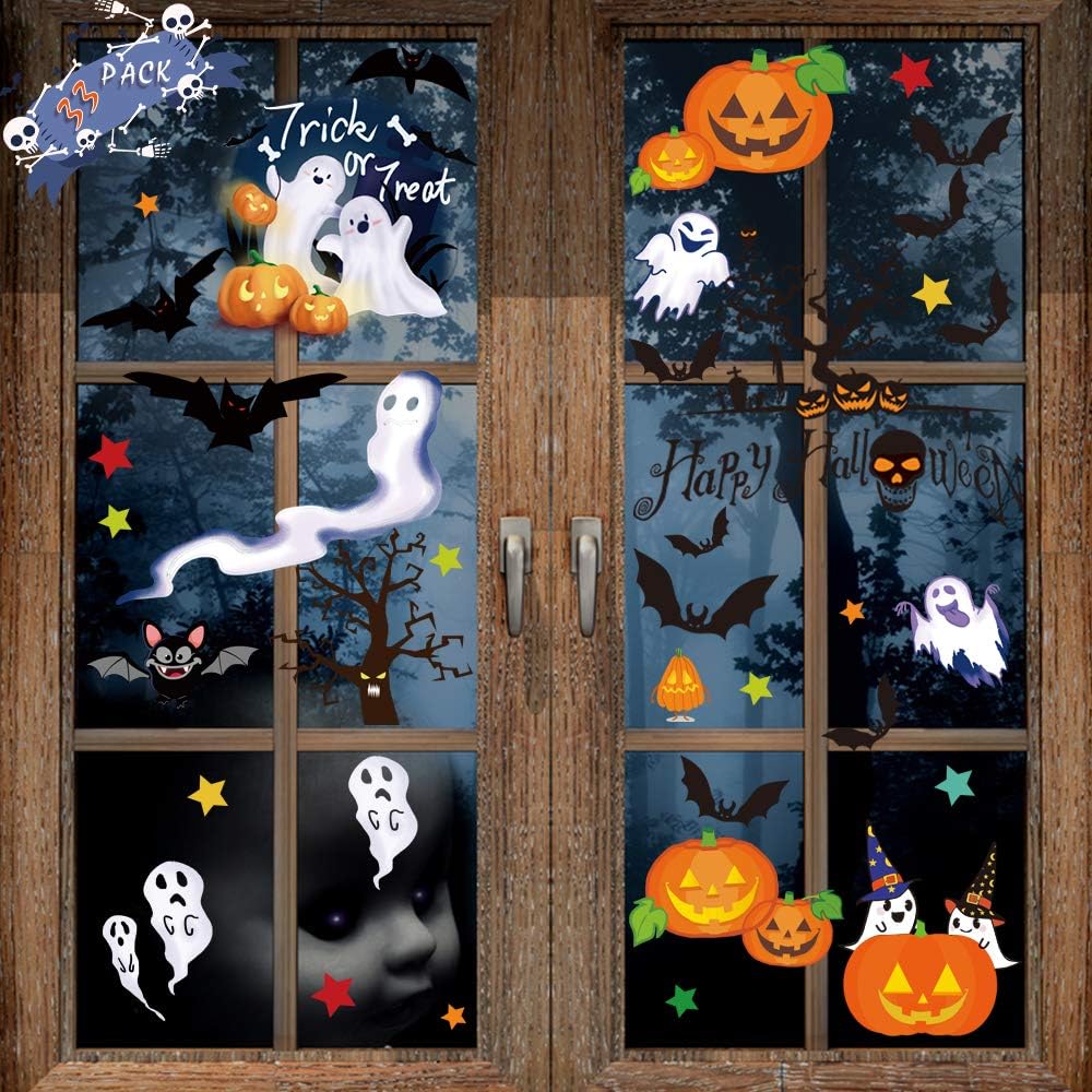 Halloween Window Clings Decals for Glass,Double-Side Spooky Removable eBay