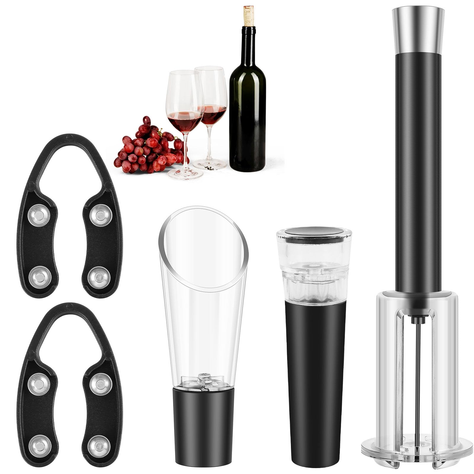 Wine Opener Set Air Pressure Pump Wine Bottle Opener Set with Foil Cutter Easy Cork Remover Corkscrew Vacuum Wine Stoppers for Wine Lovers