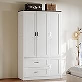 ANCTOR Freestanding Wardrobe Closet 70.6" H, Tall Armoire Wardrobe Closet 3 Doors with Hanging Rod, Drawers, Adjustable Cube Shelves and a Closed Cabinet Organizer Modern Bedroom Clothes Cabinet
