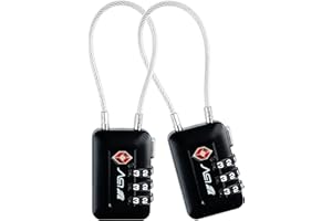 BV TSA Accepted Luggage Travel Lock, Set-Your-Own Combination Lock for School Gym Locker, Luggage Suitcase Baggage Locks, Filing Cabinets, Toolbox, Case (Black, 2 Pack)