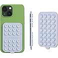 OCTOBUDDY Double - Silicone Double-Sided Suction Phone Case Detachable Mount - Hands-Free, Strong Grip Holder for Selfies & Videos - iPhone & Android Compatible - 2.5″ x 3.75″, Baby Blue