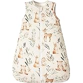 PHF 100% Cotton Baby Sleep Sack 0-6 Months, 2.5 TOG Winter Baby Wearable Blanket with 2-Way Zipper, Warm Comfy Quilted Sleeping Bags, Infant Sleeping Sack for Newborn Boys, Small Size, Woodland