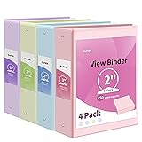 SUNEE 3 Ring Binders 2 Inch 4 Pack, Pastel