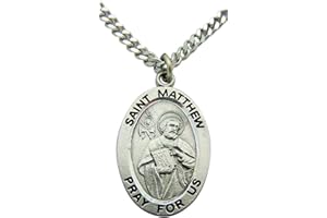Westmon Works St Matthew Solid Pewter One Inch Saint Medal with Stainless Steel Chain