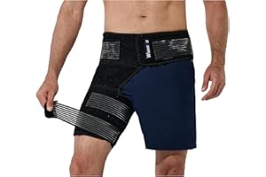 Wisesso Hip Brace with Removable Elastic Belt, Hip Support Brace for Men & Women, Enhanced Thigh Compression Sleeve for Sciatica Pain Relief, Hip Flexor Arthritis, Pulled Muscles (Black, Right)