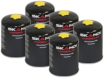Skandi 6er-Set Butan-Gas-Kartuschen für Gaskocher & -Brenner, EN417, je 450 g