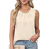 WIHOLL Flowy Tops for Women Business Casual Outfits Pleated Front Tank Tops Loose Fit