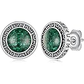 Viking Earrings Men 925 Sterling Silver Malachite Mens Stud Earrings Viking Jewelry Gifts for Men Women