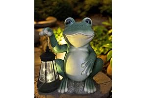 YODY Solar Garden Statues Outdoor Decor- Yard Decorations for Patio, Balcony, Backyard, Lawn Ornaments - Frog Figurines with LED Light- Unique Birthday House Warming Gifts for Women, Mom, Dad