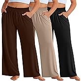 Evervibe 3 Pack Women Plus Size Wide Leg Pants Loose Fit Palazzo Lounge Yoga Sweatpants High Waist Casual Pajamas Pants