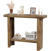 LIFECHOVY Farmhouse Wood Entryway Table Narrow Console Tables with Storage | Behind The Couch Sofa, Entrance Side Table with Shelves for Hallway, Living Room, Foyer, Brown
