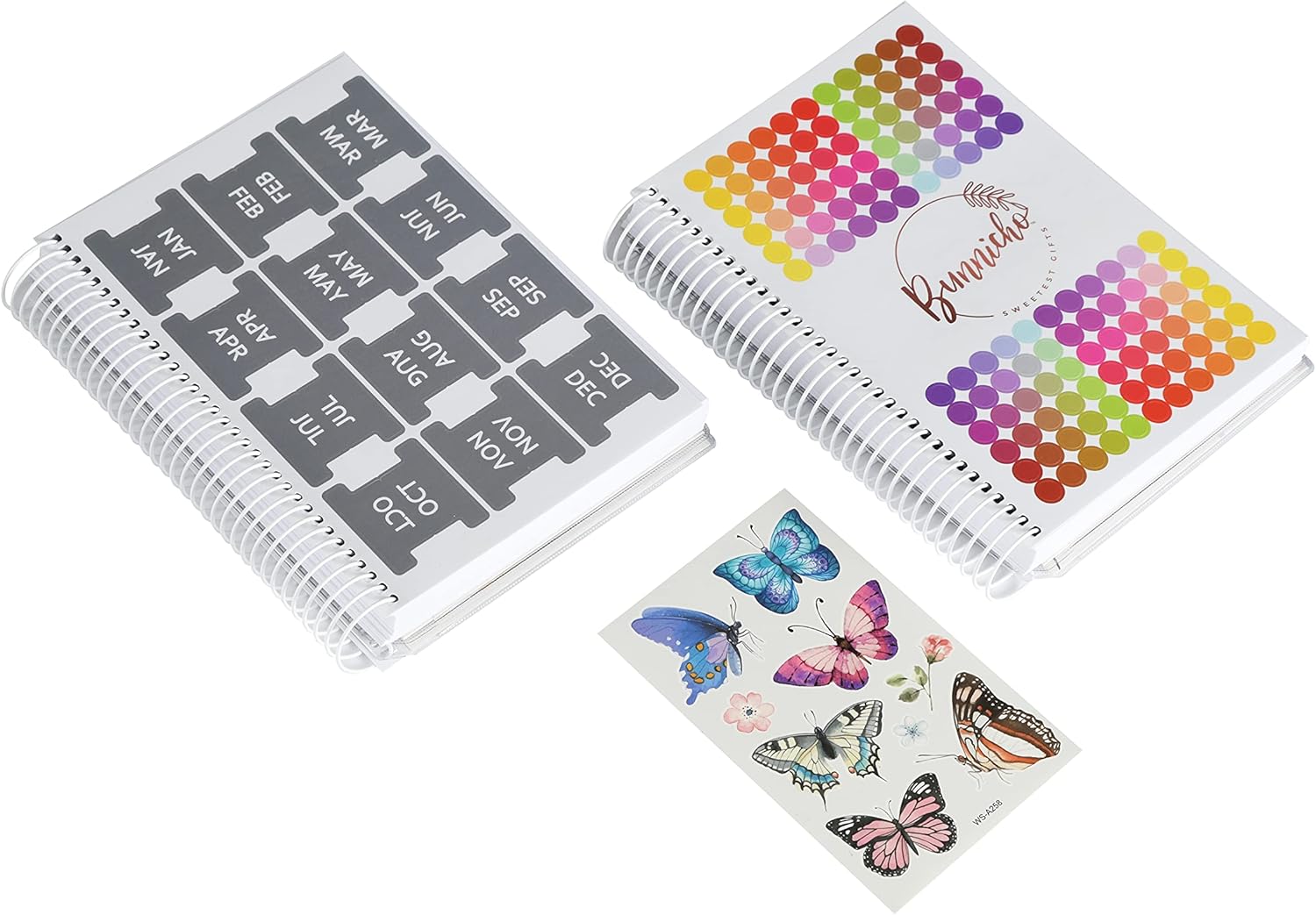 BunniCho Pastel Flower Daily Planner, 5" x 7", Spiral-O Binding, Changeable Cover, Includes Index Stickers, Bullet Dot Stickers and Tatto Stickers, 2pcs/Pack (BCPF-P-160): Office Products